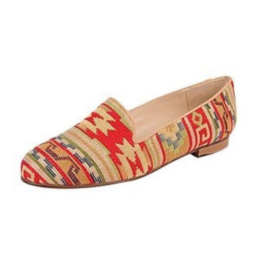 Woven Aztec-Pattern Slip-On Loafer - Red Multi